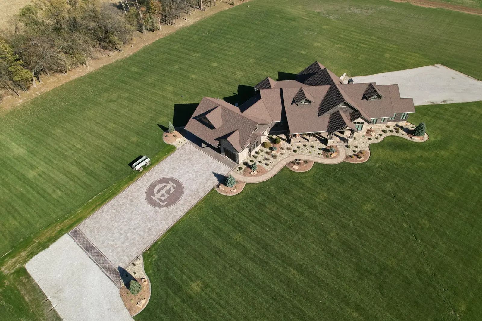 Aerial view of the completed hardscape project